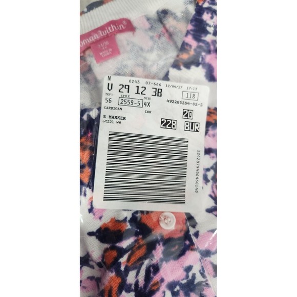 NEW Woman Within White Colorful Floral Short Sleeve Cardigan Sweater 4X 34/36 - Picture 10 of 10